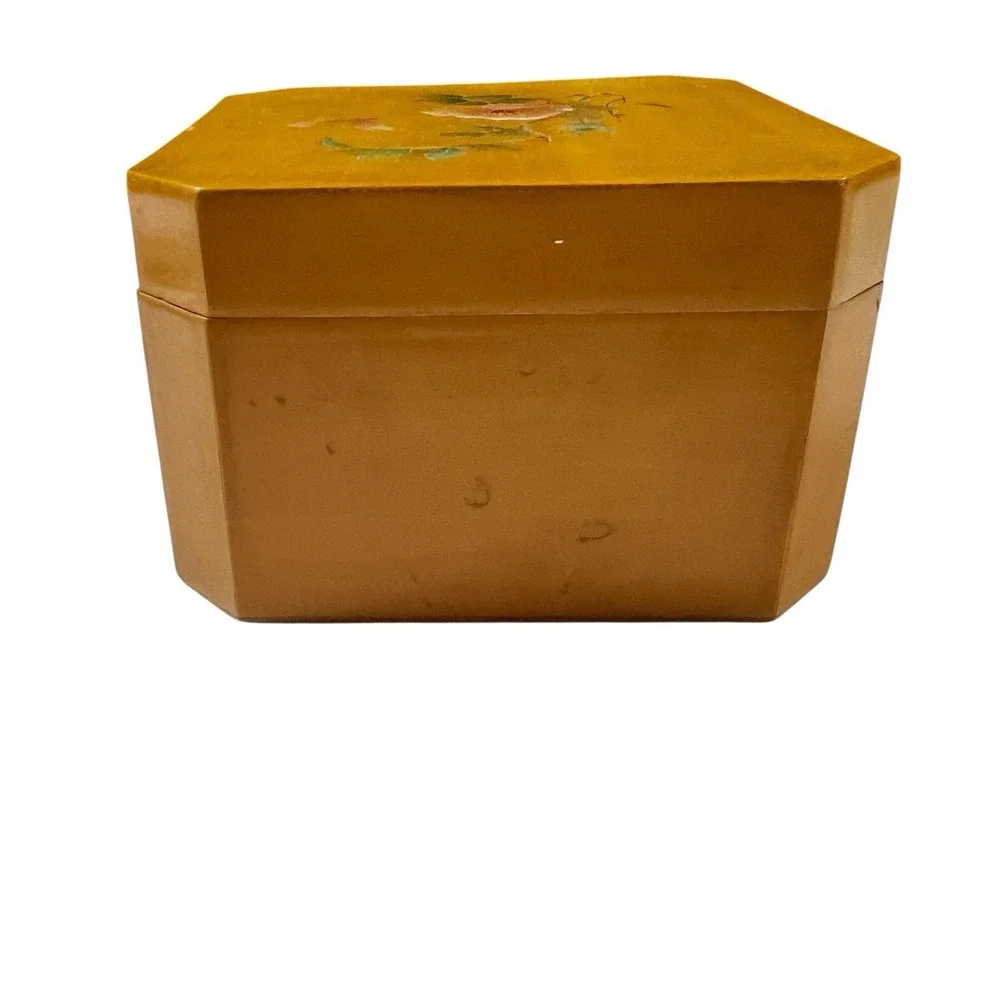 Vintage Hand Painted Wooden‎ Trinket Jewelry Box 4